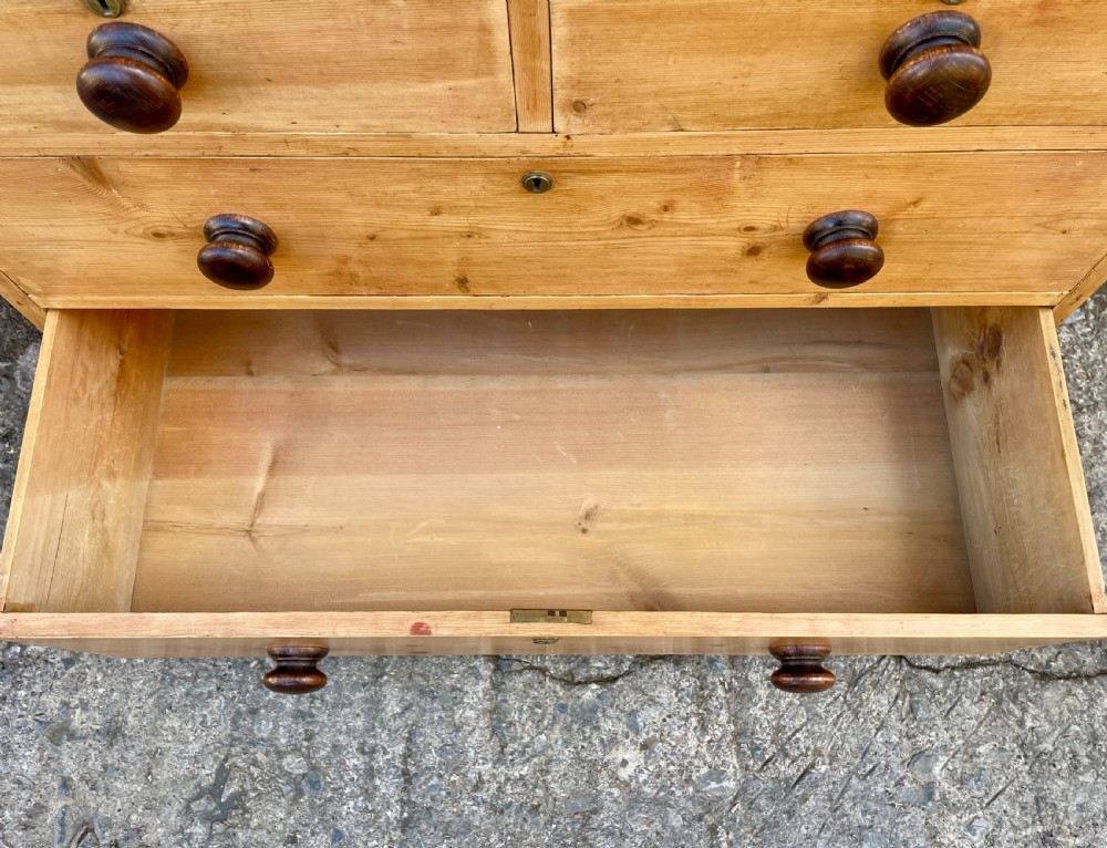 Antique Stripped Pine Chest of Drawers with Gallery View VIII