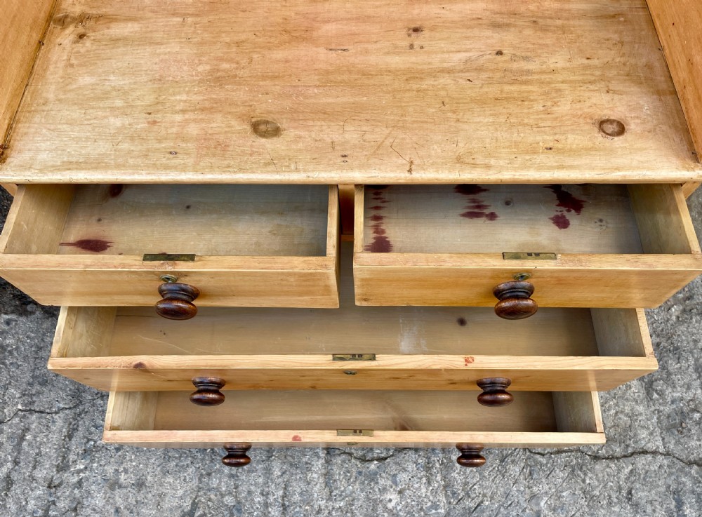 Antique Stripped Pine Chest of Drawers with Gallery View IX