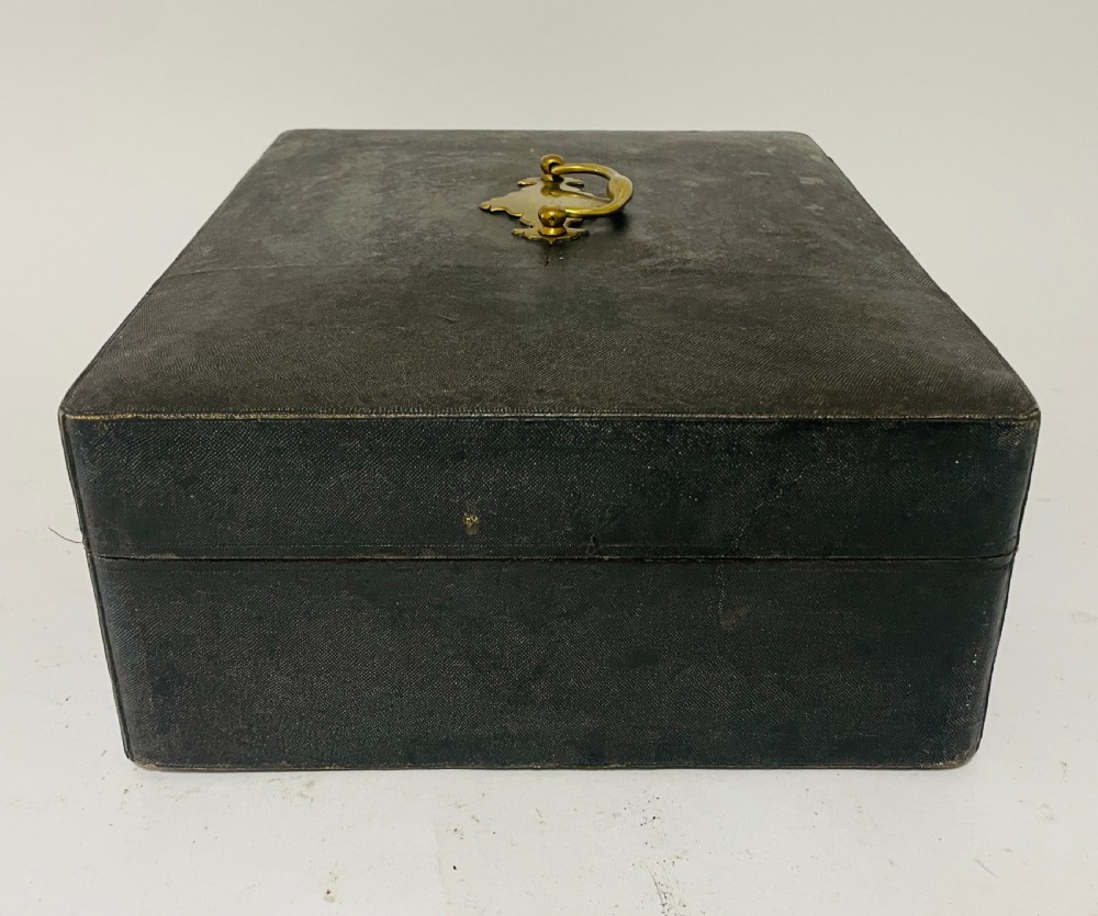 Antique Shagreen Leather Silver Plated Vanity Case View X