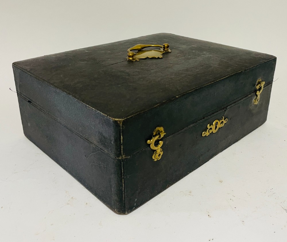 Antique Shagreen Leather Silver Plated Vanity Case View XIX