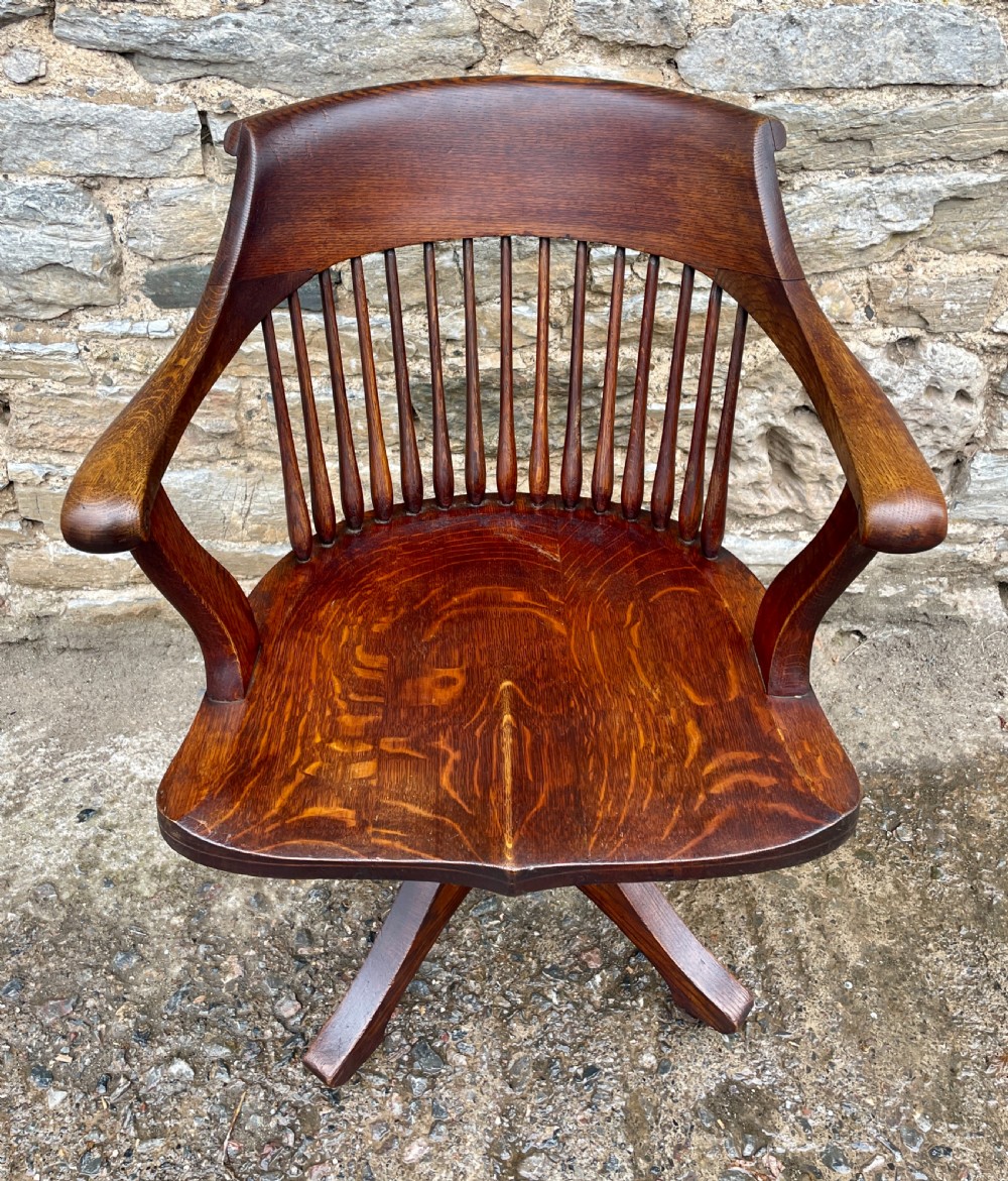Antique Oak Swivel and Tilt Desk Chair View II