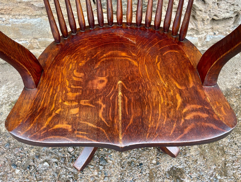 Antique Oak Swivel and Tilt Desk Chair View IV