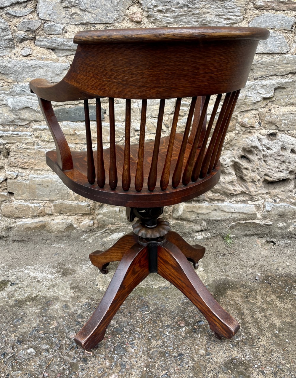 Antique Oak Swivel and Tilt Desk Chair View VI