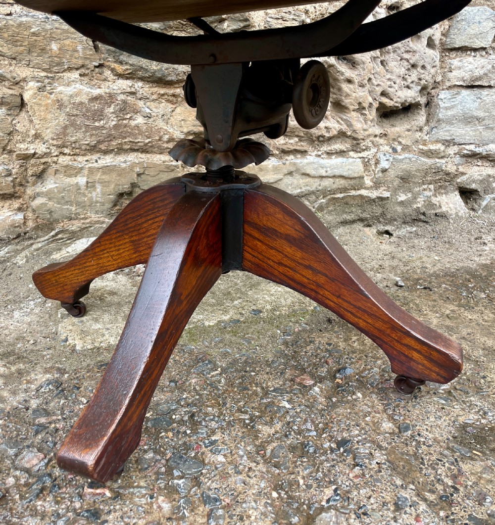 Antique Oak Swivel and Tilt Desk Chair View XI