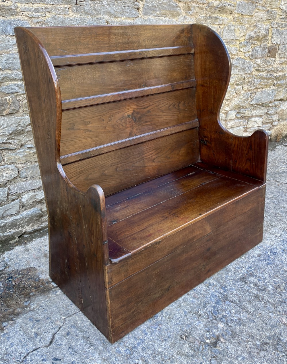 Antique Oak Box Settle View II