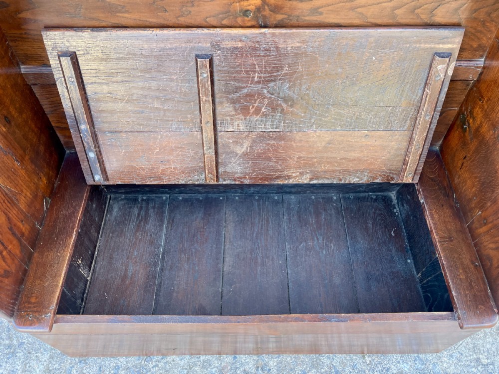 Antique Oak Box Settle View VI