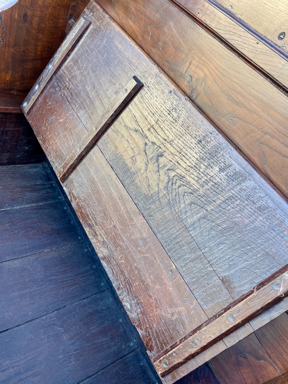 Antique Oak Box Settle View VIII