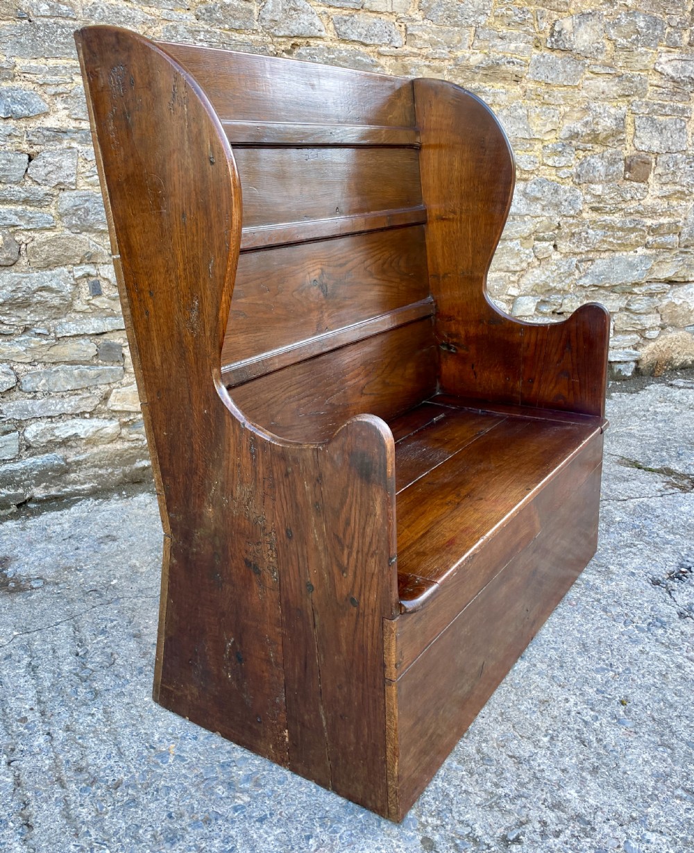 Antique Oak Box Settle View XII