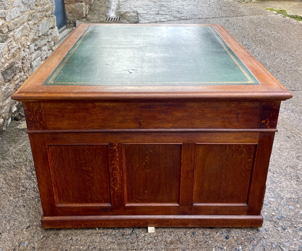Large Antique Oak Partner’s Desk View VII