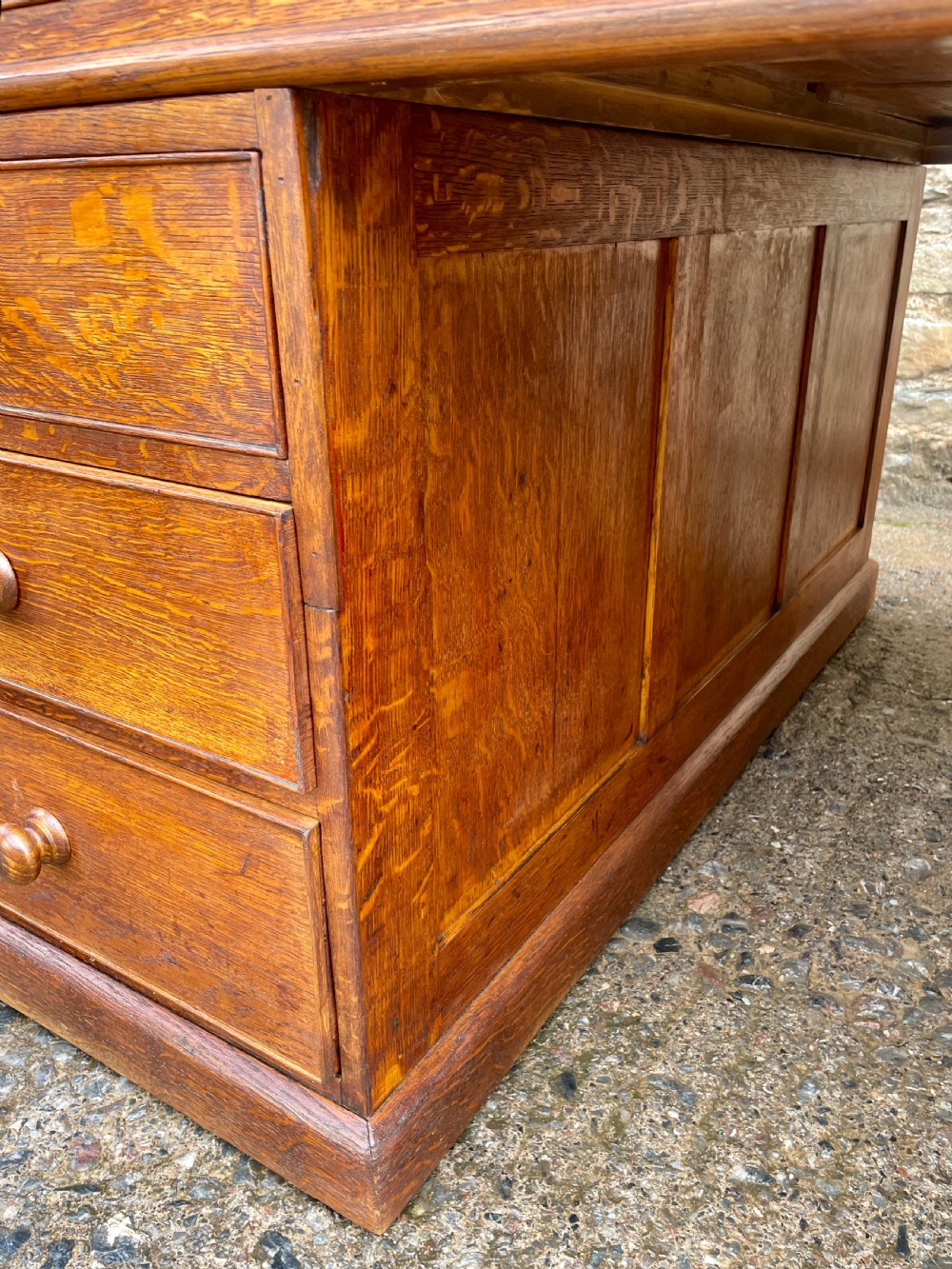 Large Antique Oak Partner’s Desk View IX