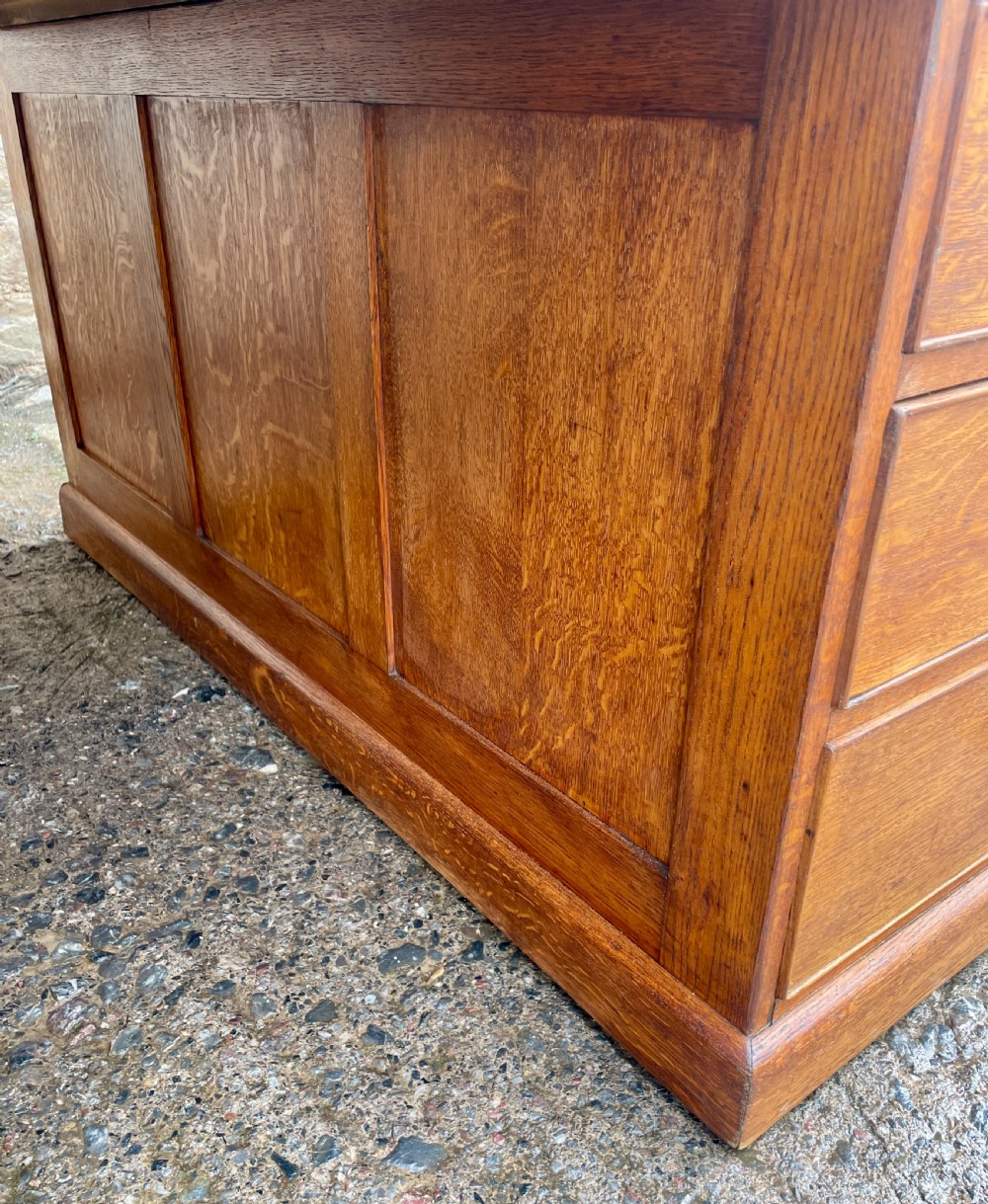 Large Antique Oak Partner’s Desk View X