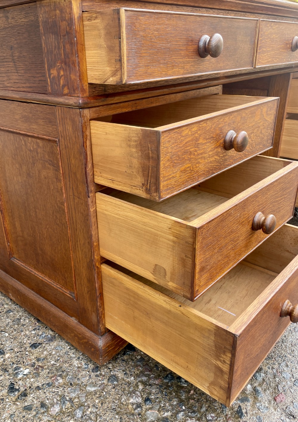 Large Antique Oak Partner’s Desk View XVIII