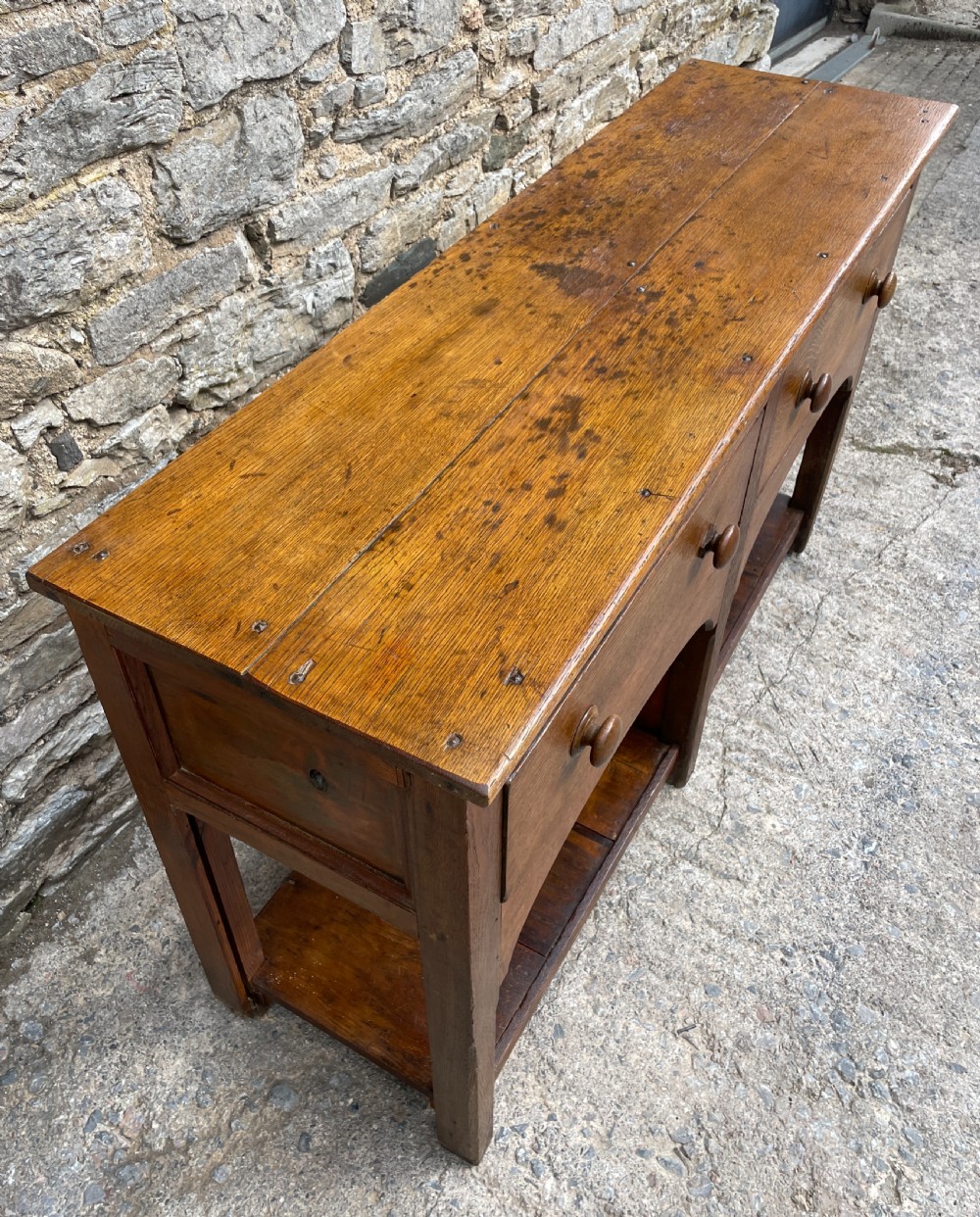 Antique Oak Potboard Dresser Base View VI