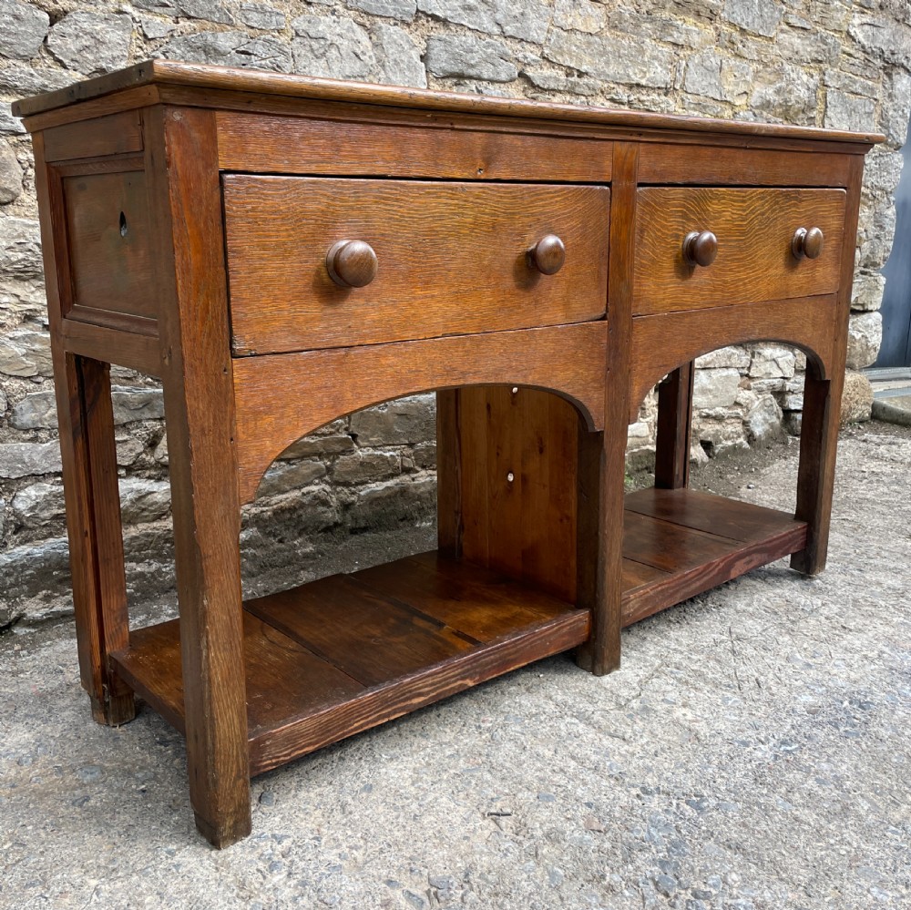 Antique Oak Potboard Dresser Base View XII