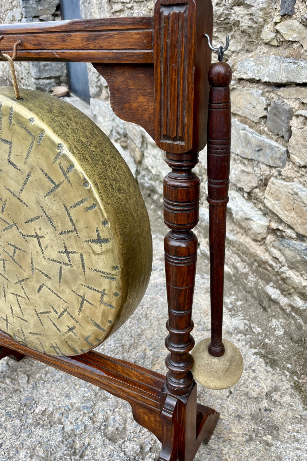 Antique Oak Framed Dinner Gong View XI