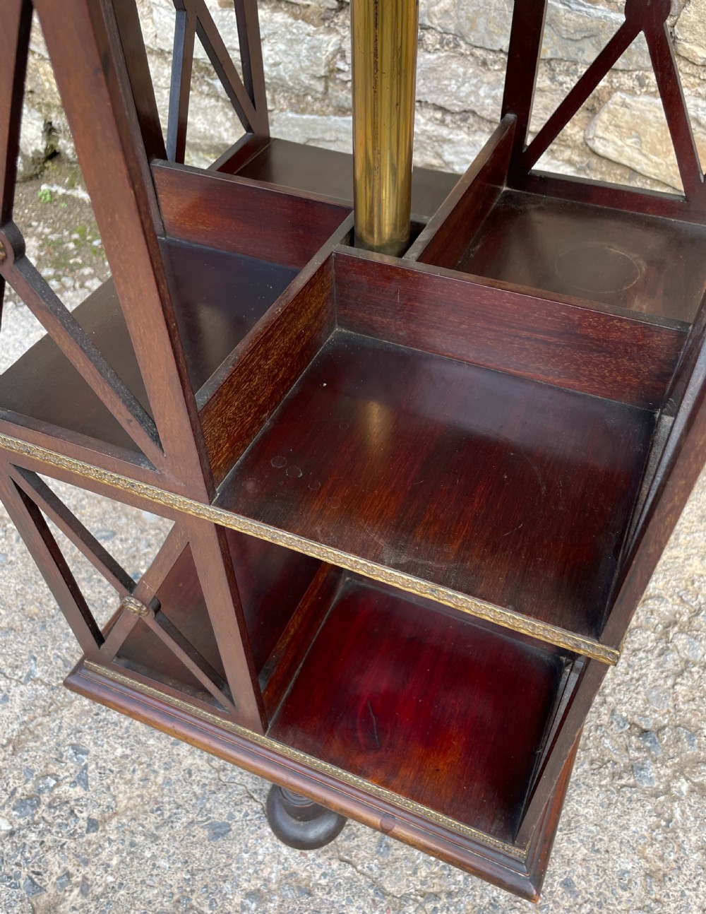 Antique Mahogany Brass Mounted Revolving Bookcase View VIII