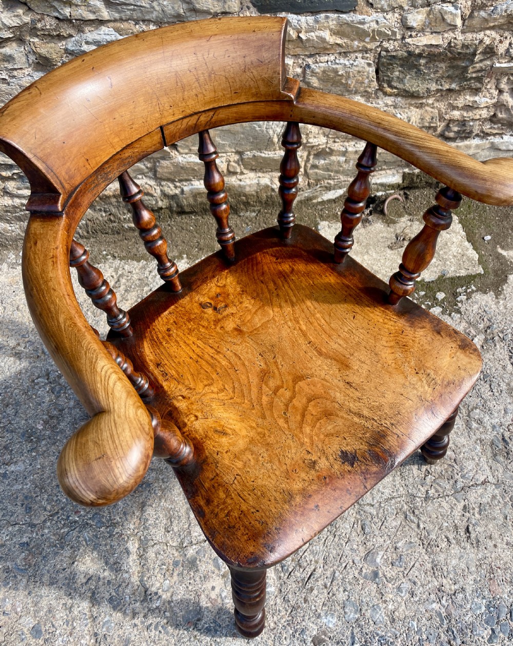 Antique Elm Captains Chair View XII