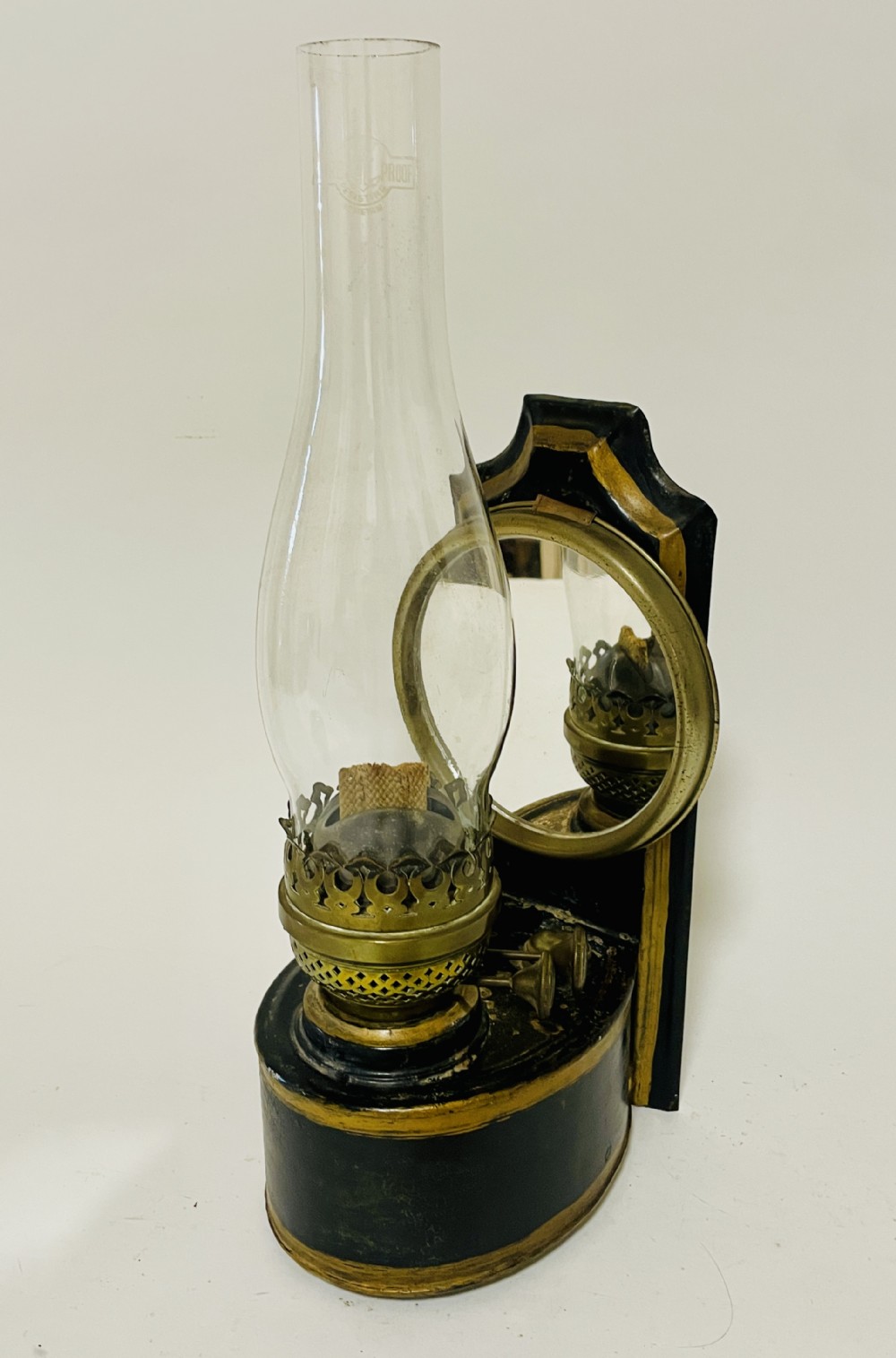 Antique Toleware Wall Mounted Oil Lamp