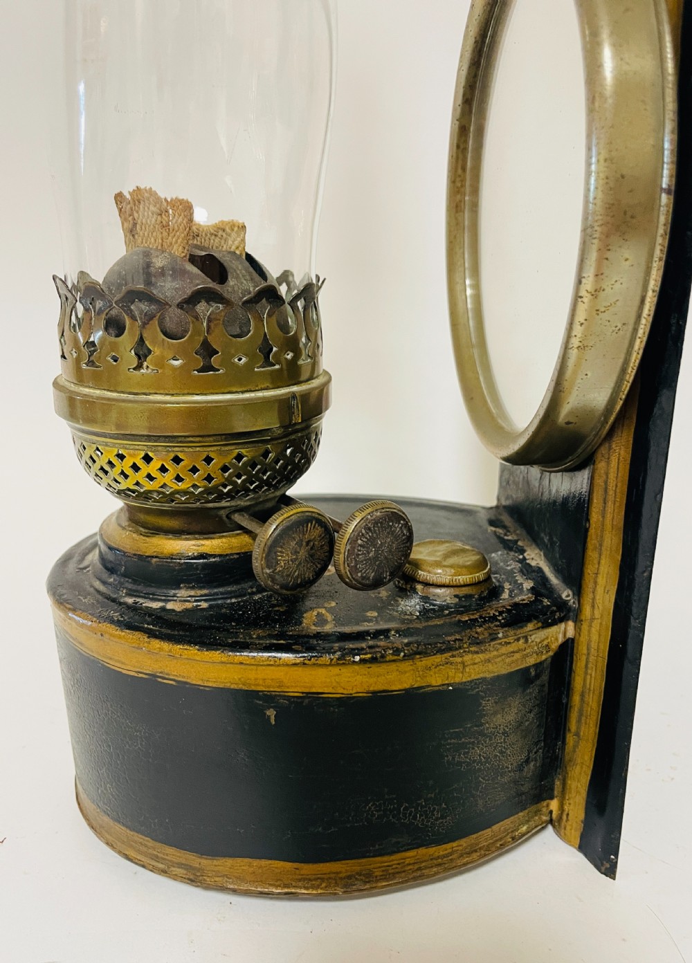 Antique Toleware Wall Mounted Oil Lamp View III