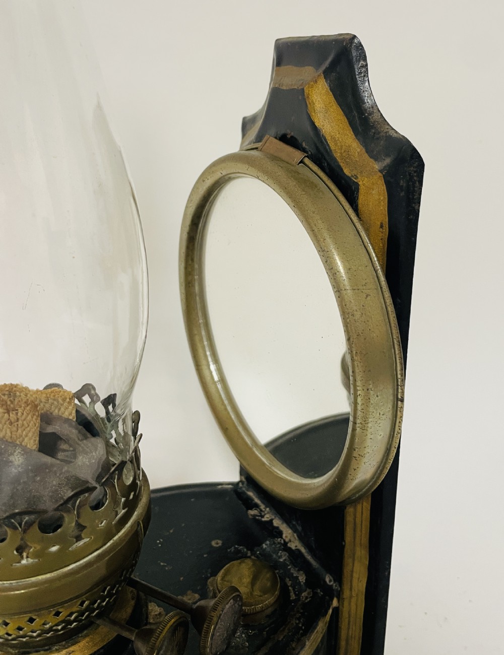 Antique Toleware Wall Mounted Oil Lamp View IV