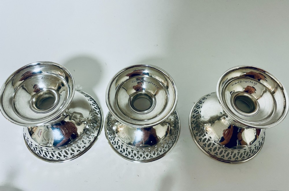 Set of 3 American Sterling Silver Dessert Bowls View V