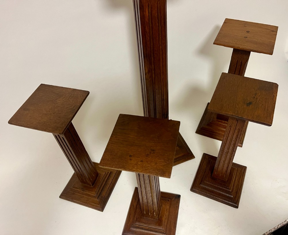 Set of 5 Art Deco Oak Shop Display Stands View V
