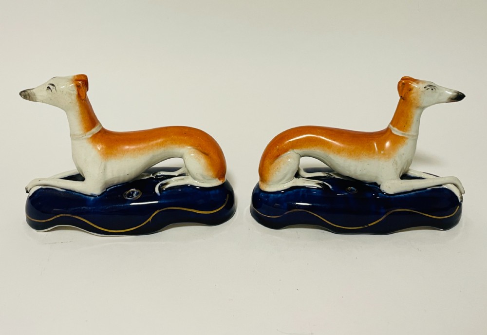 Pair of Antique Staffordshire Greyhounds