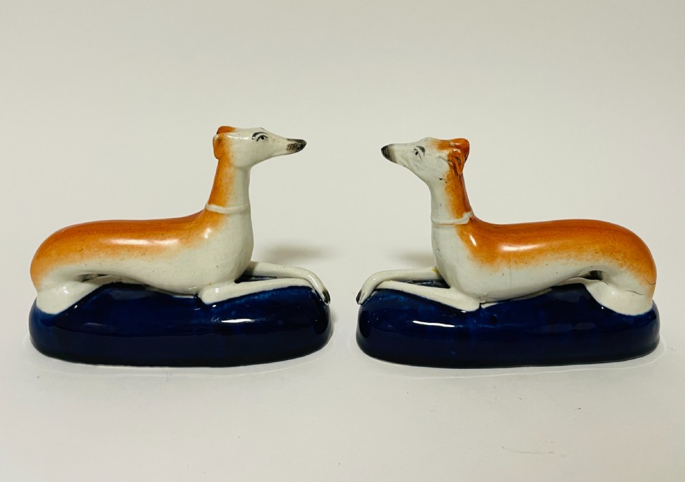 Pair of Antique Staffordshire Greyhounds View III