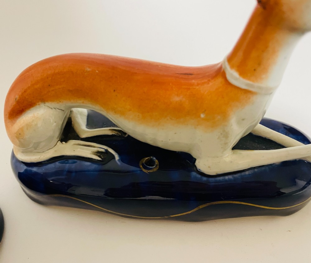 Pair of Antique Staffordshire Greyhounds View VII