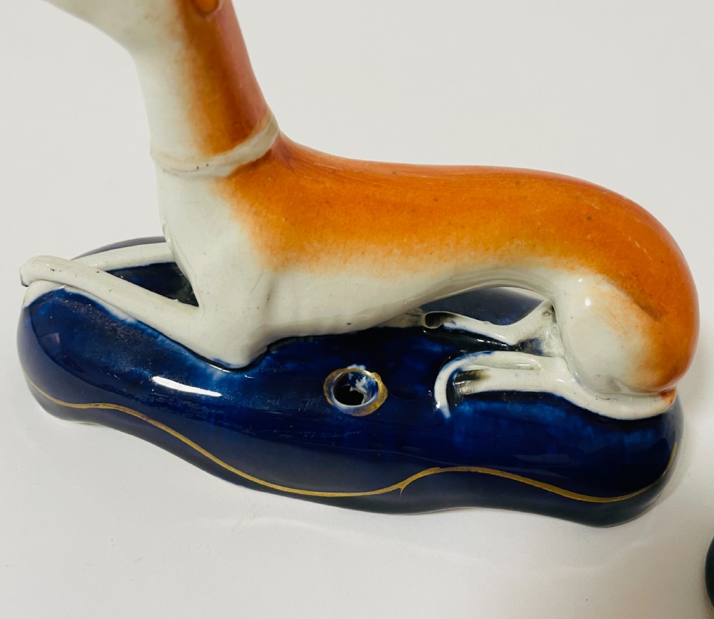Pair of Antique Staffordshire Greyhounds View IX