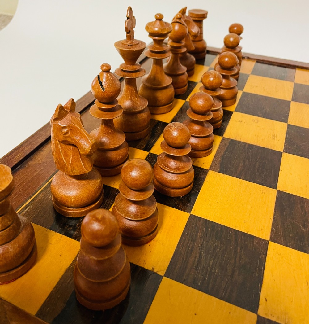 Antique Folding Chess and Backgammon Set View VII