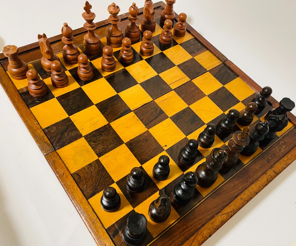 Antique Folding Chess and Backgammon Set View VIII