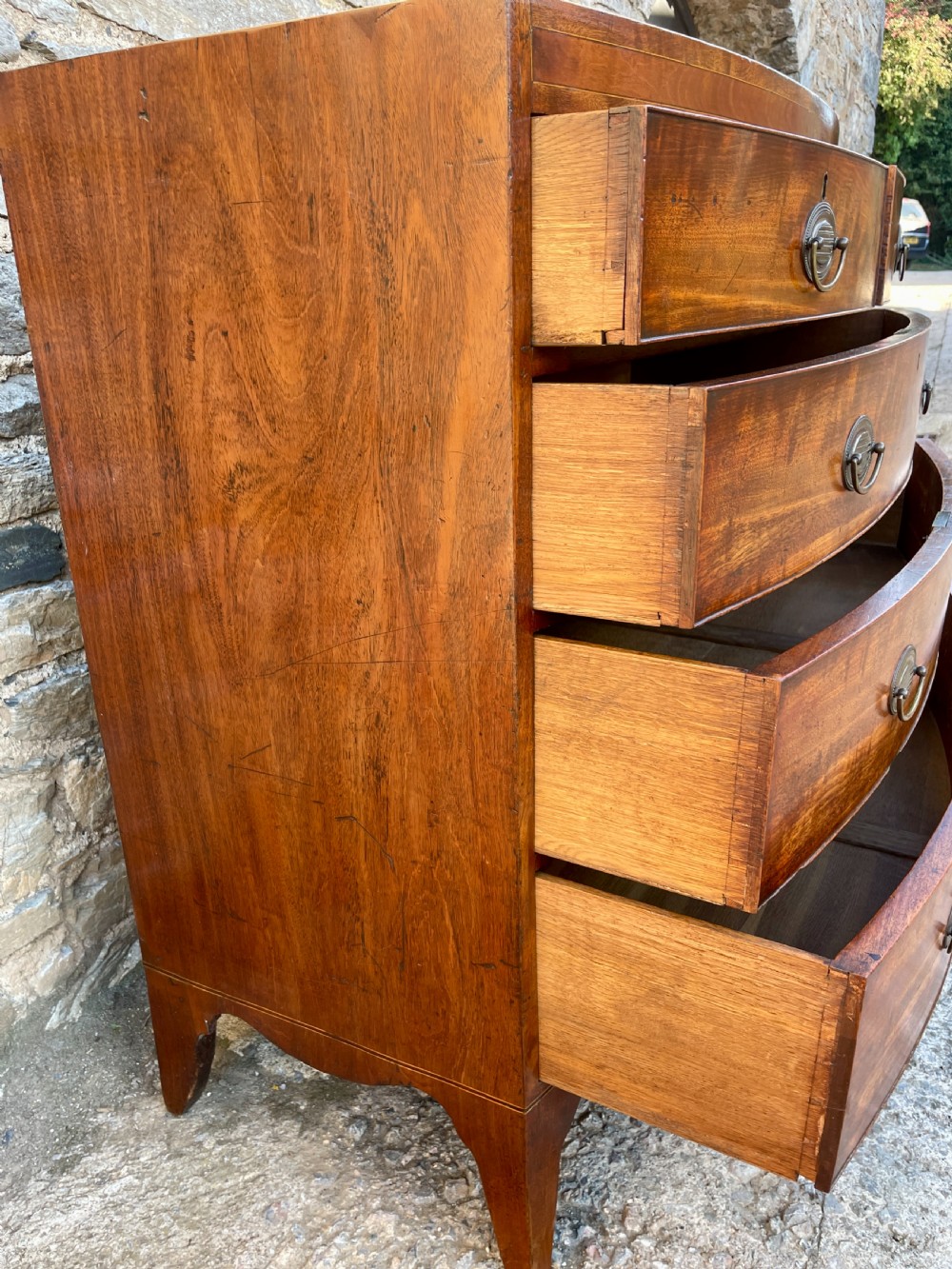 Regency Mahogany Bow Front Chest of Drawers View XII