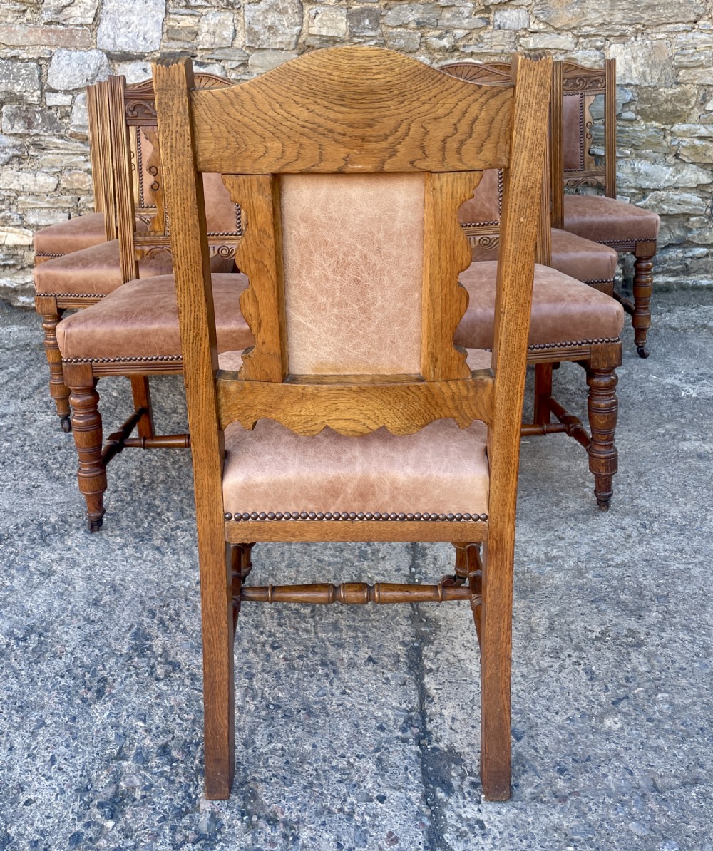 Set of 10 Victorian Oak Dining Chairs View IV