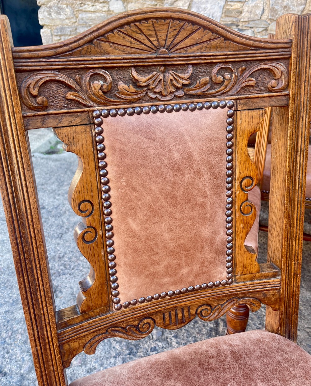 Set of 10 Victorian Oak Dining Chairs View VII