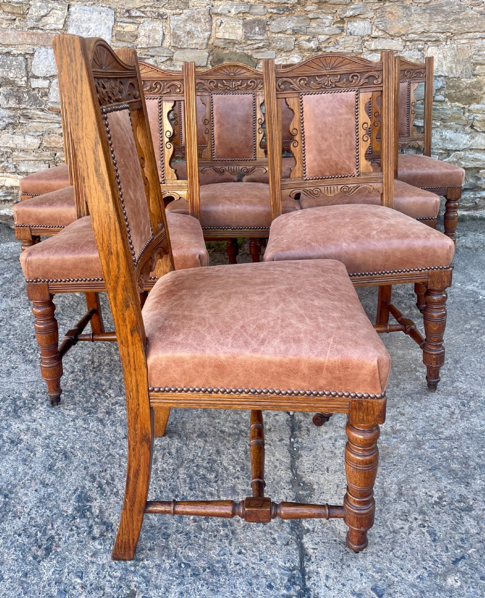 Set of 10 Victorian Oak Dining Chairs View VIII
