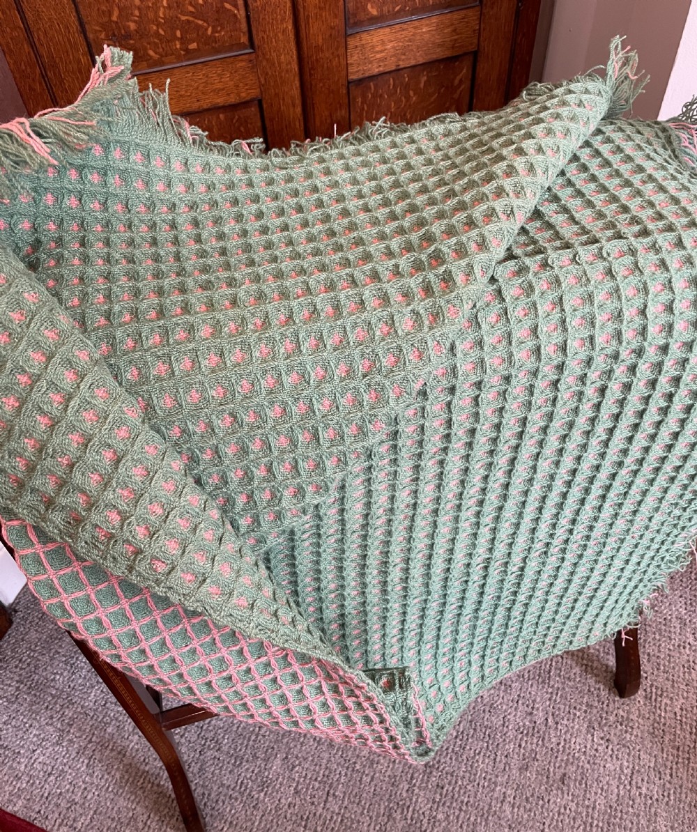 Large Welsh Honeycomb Wool Blanket View V