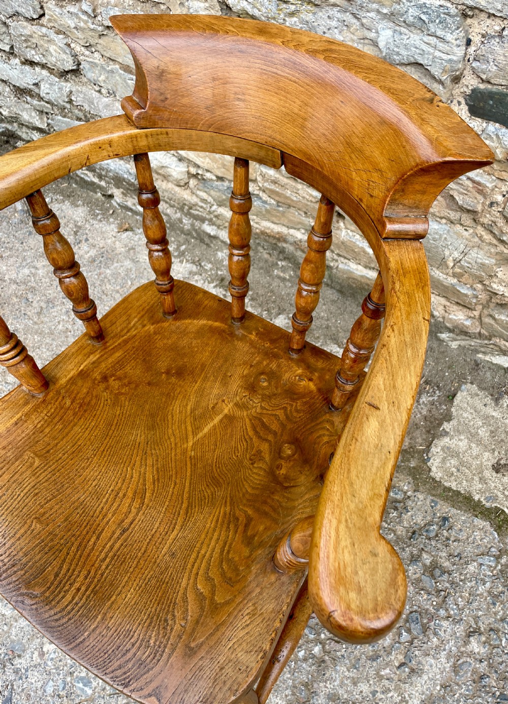 Antique Elm Captains Chair View XIV