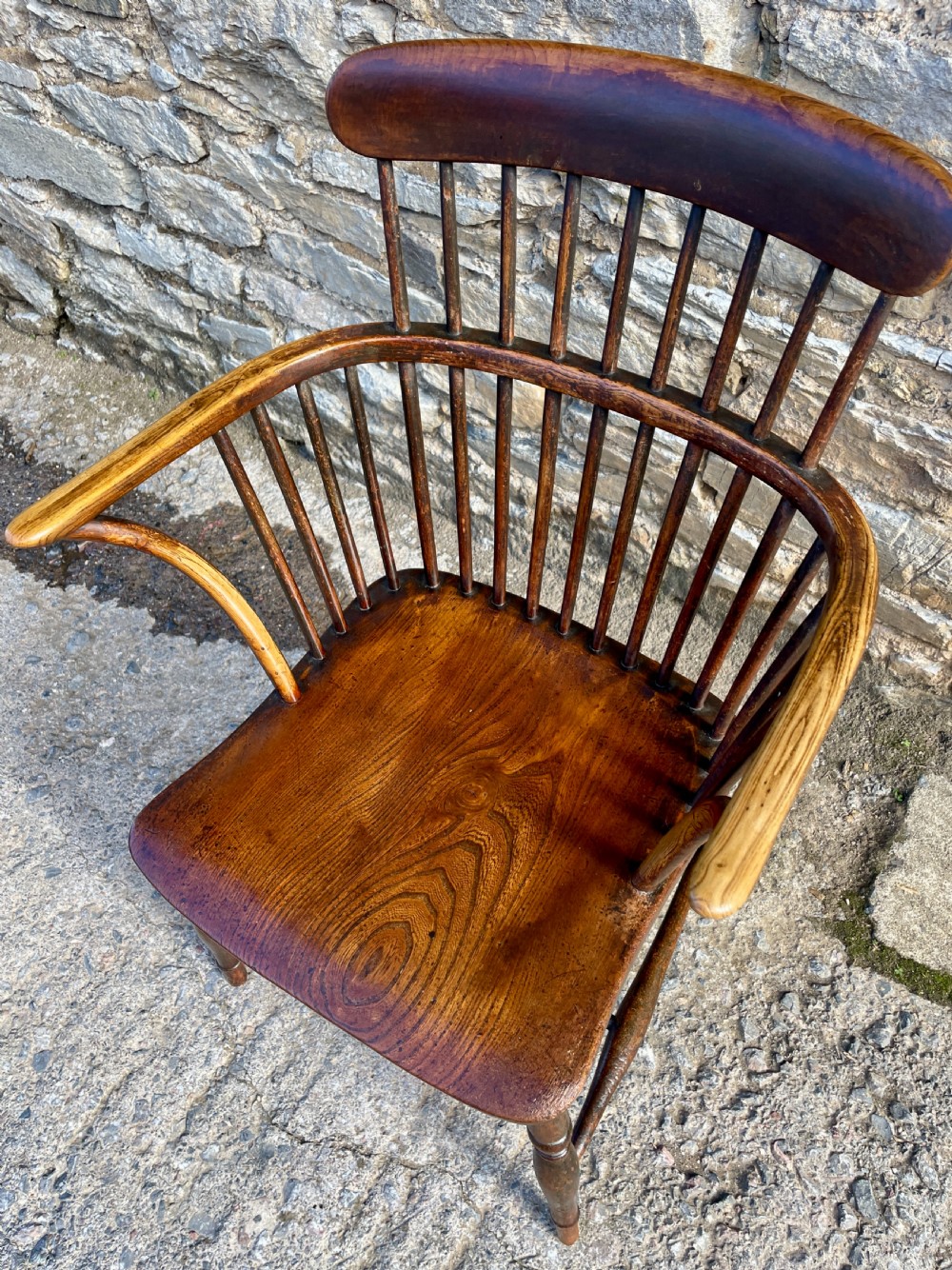 Early Victorian Elm Seated Comb Back Windsor Chair View V