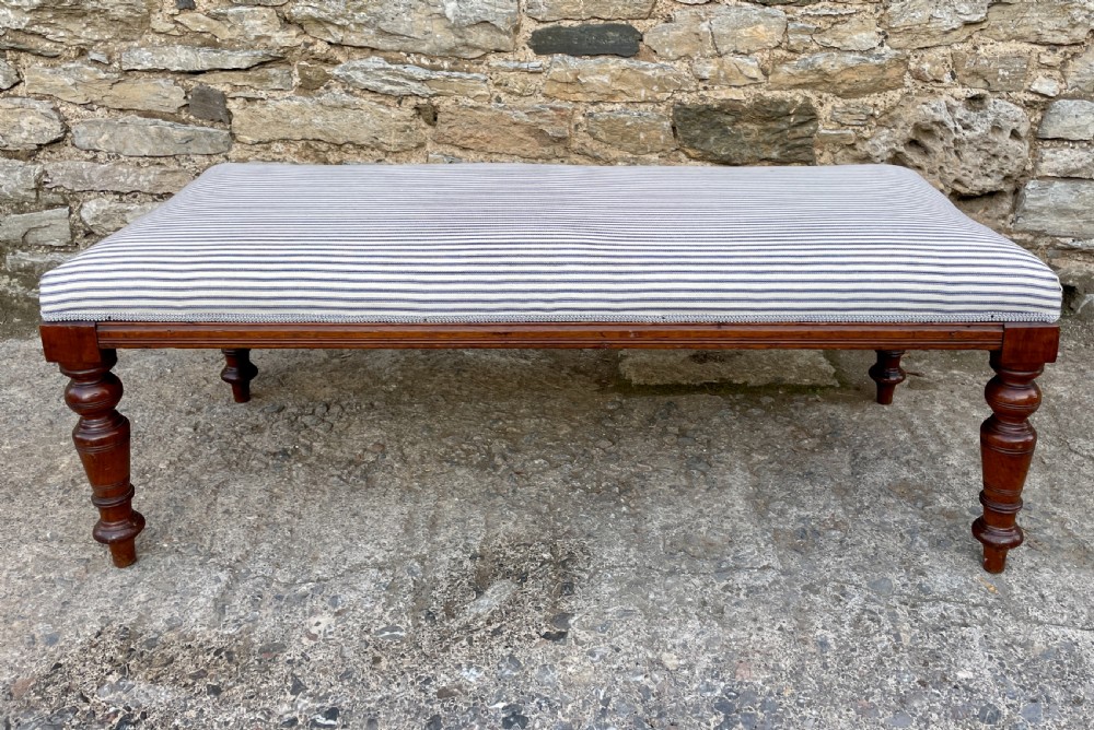 Large Victorian Mahogany Upholstered Stool