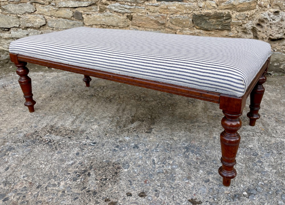 Large Victorian Mahogany Upholstered Stool View III