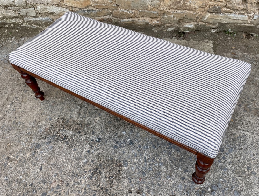 Large Victorian Mahogany Upholstered Stool View IV