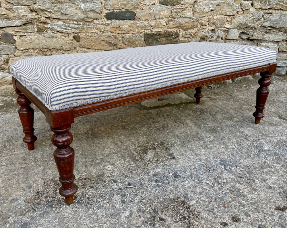 Large Victorian Mahogany Upholstered Stool View VI