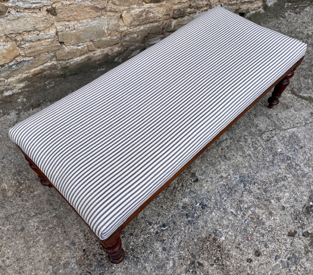 Large Victorian Mahogany Upholstered Stool View VIII