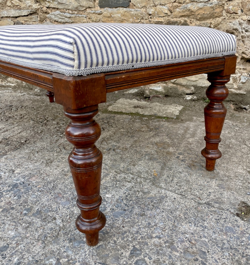 Large Victorian Mahogany Upholstered Stool View XI