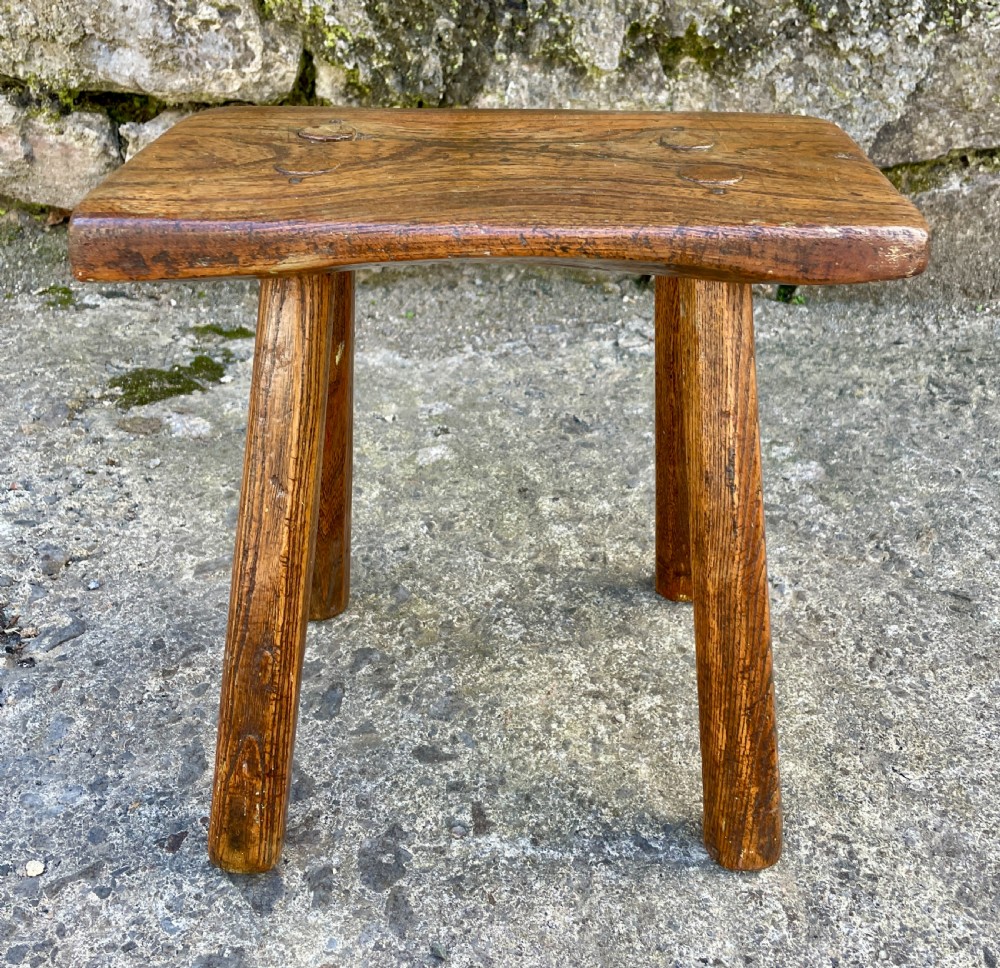 Antique Elm Milking Stool View V