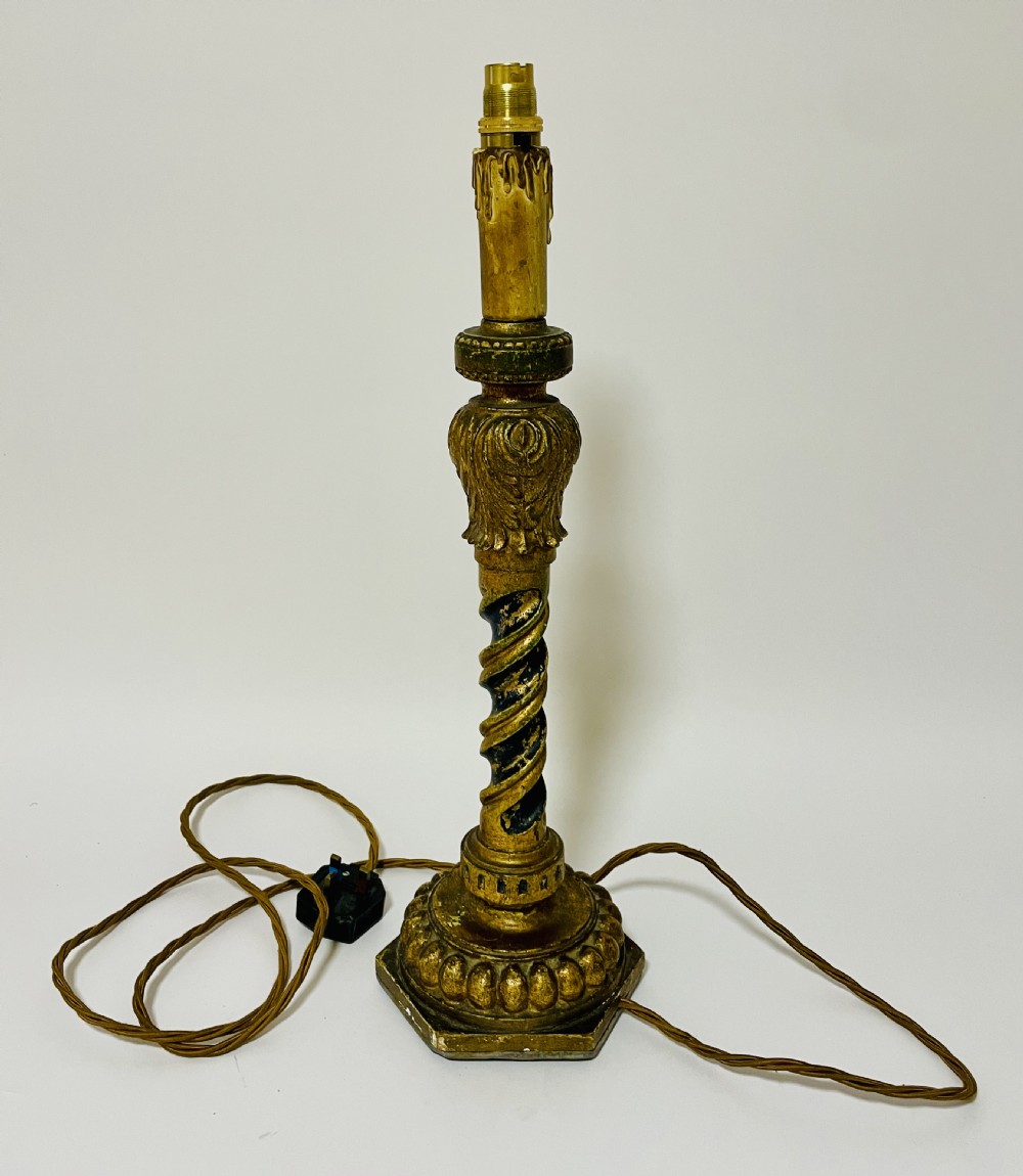 Antique Giltwood Table Lamp View IX