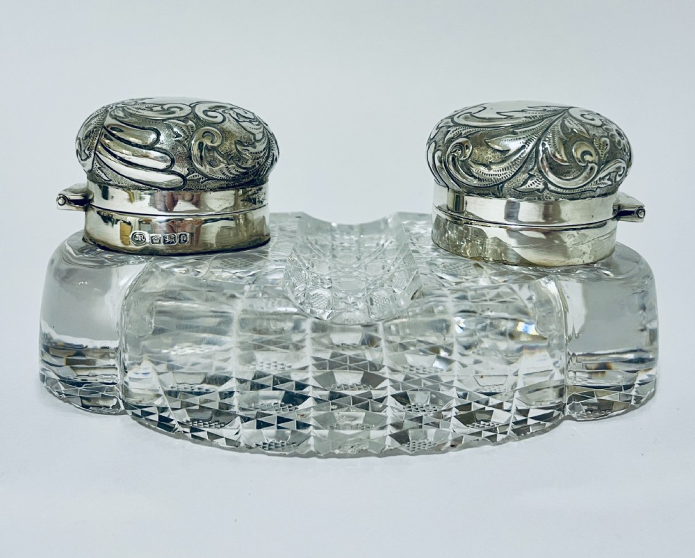Victorian Silver Topped Inkwells View IV