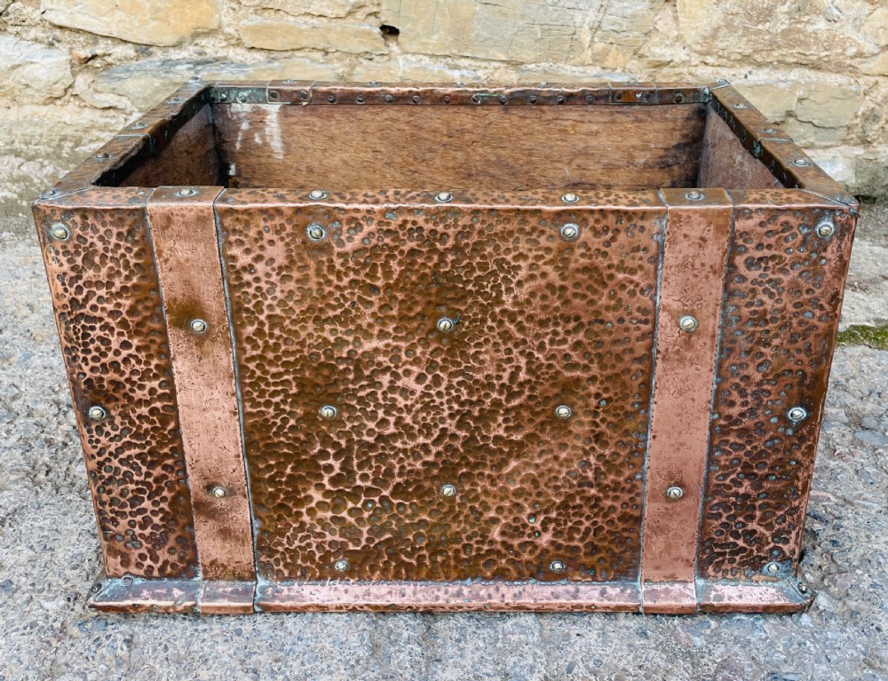 Arts and Crafts Copper Log Bin / Planter