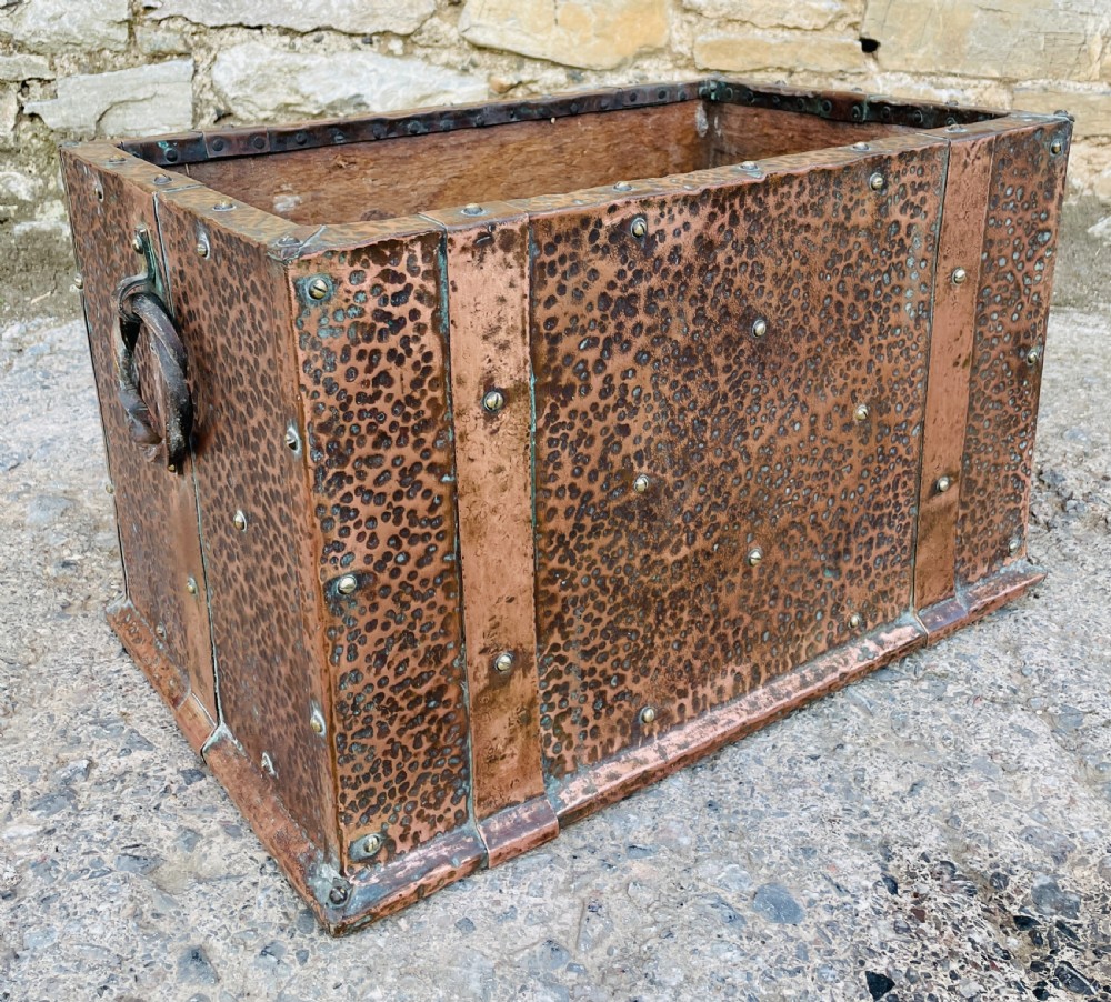 Arts and Crafts Copper Log Bin / Planter View VIII